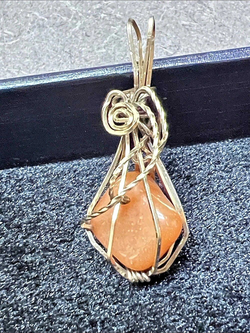 Orange Stone Wire Wrapped pendant